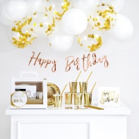 Pack de mesa de doces de Happy Birthday Golden - 60 peças