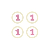 Etiquetas de número 1 cor-de-rosa com adesivo - 4 unidades
