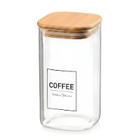 Pote de 1,2 L de borossilicato com tampa de bambu Coffee
