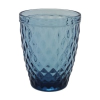 Copo de vidro azul gravado de 250 ml