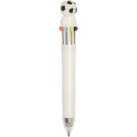 Caneta esferográfica multicolorida de 4 cores com formato de bola de futebol