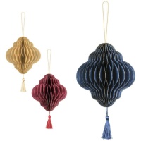 Pendentes ninho de lanternas com borla 12 x 15 cm - 6 unidades
