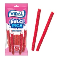 Alcaçuz vermelho de morango recheado com pica pica - Fini Sour pencils - 90 g