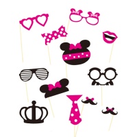 Kit para photo booth de Minnie Mouse - 12 unidades