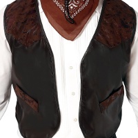 Colete de cowboy castanho com pelo falso para adultos