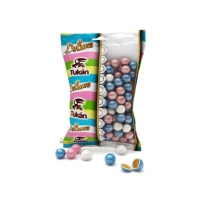 Mini bolas de cereais revestidas com chocolate, branco, rosa e azul - 85 g