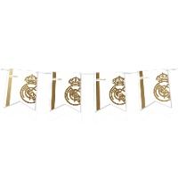 Bandeirola do Real Madrid com escudo dourado