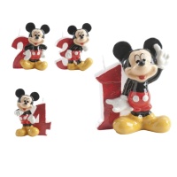 Vela vermelha com números do Rato Mickey 6,5 cm - 1 peça