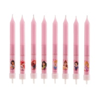 Velas cor-de-rosa das Princesas Disney de 8,5 cm - 8 unidades