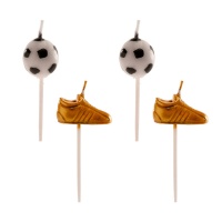 Velas de futebol com bola dourada e bota dourada - 6 unidades