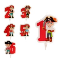 Vela com números de pirata 7 cm - 1 peça