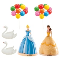 Decoração para bolos das Princesas Cinderela e Belle - 6 unidades