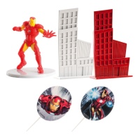 Decoração de bolo do super herói Iron Man - 5 unidades