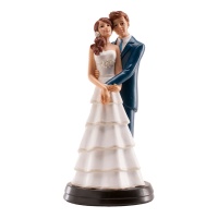 Figura para bolo de casamento de uma noiva e um noivo abraçados - 18 cm