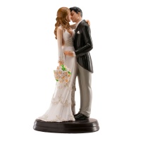 Figura para bolo de casamento de um casal que se beija apaixonadamente - 17 cm