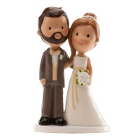 Estatueta elegante de noivos para bolo de casamento - 14 cm