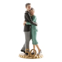 Figura para bolo de casamento dourado 50º aniversário - 20 cm