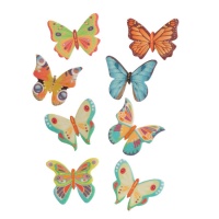 Figuras de folha de hóstia de borboletas de 5 x 4,5 cm - Dekora - 8 unidades