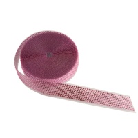 Fita com 8 linhas de strass para bolo cor-de-rosa - 10 m