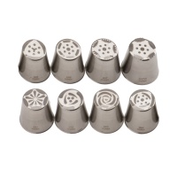 Kit de bicos russos em aço inoxidável 37 x 42 mm - Dekora - 8 unid.