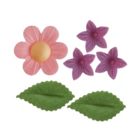Figuras de folha de hóstia de flores e folhas - Dekora - 38 unidades