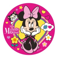 Bolacha comestível Minnie com laço cor-de-rosa - 20 cm