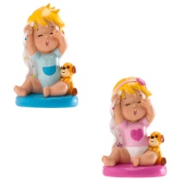 Figura para bolo de batizado com bebé a dormir - 10 cm