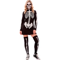 Fato de esqueleto com vestido para adultos