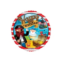 Balão Happy Birthday Pirates vermelho 46 cm