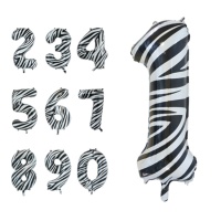 Balão de número riscas de zebra de 86 cm