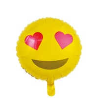 Balão emoticon corações 46 cm