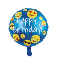 Balão Happy Birthday Emoticon 46 cm