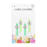 Velas de futebol verdes de 6 cm - 4 unidades