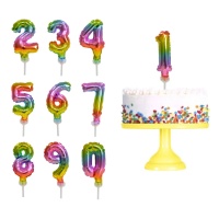 Topper de balão de número arco-íris de 13 x 5,5 cm