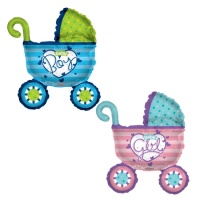 Balão carrinho de bebé silhueta bebé menino azul 91,4 cm
