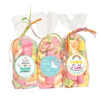 Saco de marshmallows multicoloridos sortidos com mensagem - 150 gr