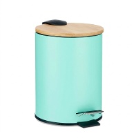 Caixote do lixo colorido de 3 L para casa de banho com tampa de bambu