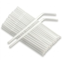 Canudos flexíveis de plástico brancos de 21 cm - 200 unidades