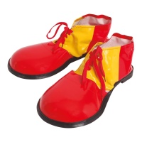 Sapatos de palhaço em plástico vermelho e amarelo