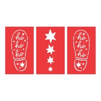 Stencil de Natal das pegadas do Pai Natal 16,5 x 27,5 cm - 3 stencils