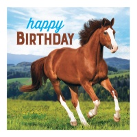 Guardanapos Happy Birthday Horse 16,5 x 16,5 cm - 16 unid.