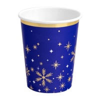 Copos de Natal azul noite 270 ml - 6 unidades