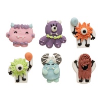 Figuras de açúcar de monstros coloridos - Decora - 6 unidades