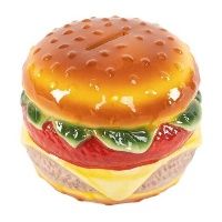 Mealheiro em forma de hambúrguer