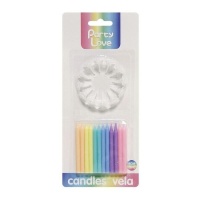 Velas arco-íris pastel 6 cm - 12 unid.