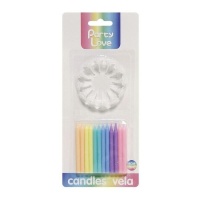 Velas em tons pastel arco-íris 6 cm - 12 peças