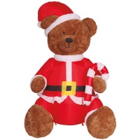 Urso insuflável castanho com luz, 6' de altura