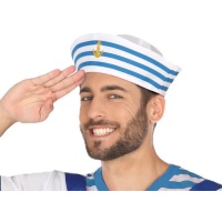 Chapéu de marinheiro com riscas azuis - 62 cm