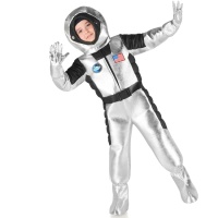 Fantasia de astronauta infantil prateada