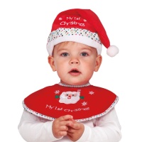 Conjunto de Natal para bebé com chapéu e babete